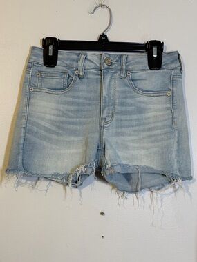 H&M Light Blue Distressed Denim Cutoff Shorts